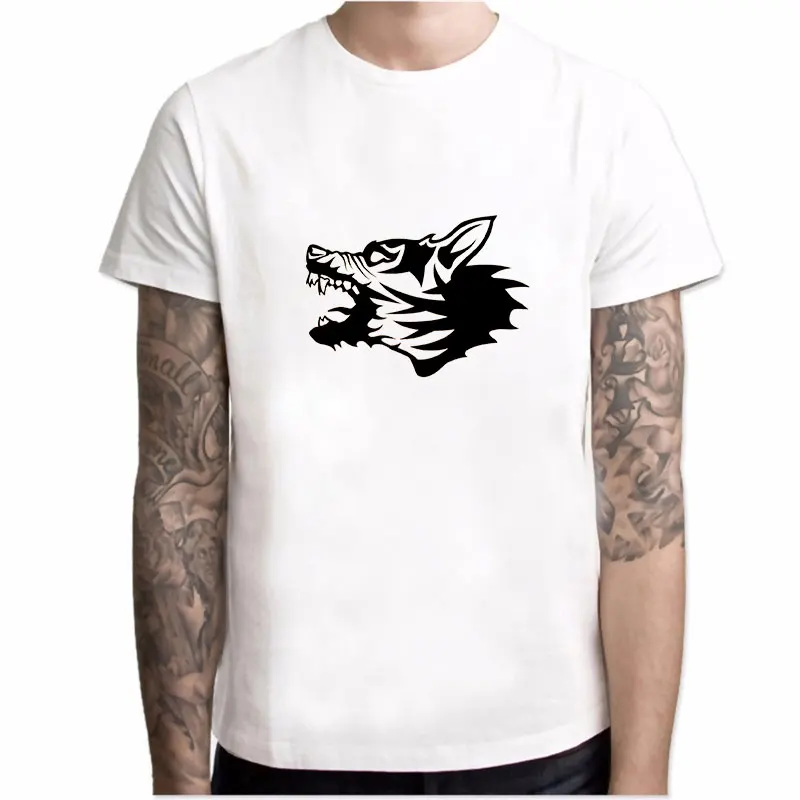 

MOUNTSHARP Funny T Shirt Men Wolf Roar Print Streetwear Short Sleeve O-Neck Harajuku Sweatshirt Polyester Cotton Casual