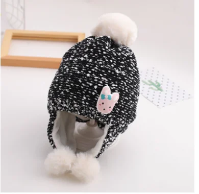 Emmababy бренд вязаный, для новорожденных с героями мультфильмов Милая шерстяная шляпа - Цвет: Черный