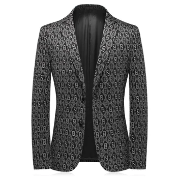 

2020 New Men's Fashion Suit Party Coat Casual Slim Fit Blazer Plus Size Printed Blazers Jacket Men
