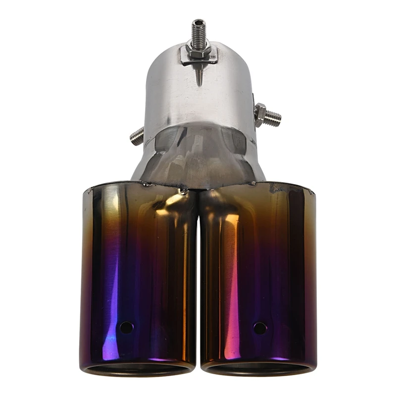 

Universal Car Vehicle Exhaust Muffler Steel Tail Pipe:Bending Double Tube(blue)