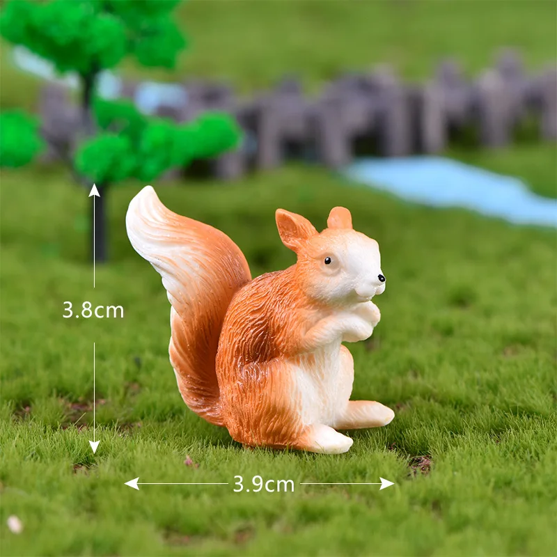 Squirrel No.3 Имитация маленькой лисы, заяц, кролик, белка, модель животного, фигурка, домашний декор, миниатюрное украшение для сада в виде Феи, аксессуары, статуя - Цвет: Squirrel No.3