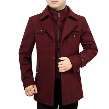 

Winter Warm Men's Wool Trench Coat Casual Slim Overcoat Long Jacket Outwear Tops