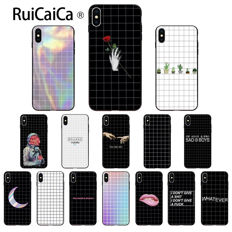 Ruicaica Black white checkered stripe TPU Soft Phone Case for iPhone 5 5Sx 6 7 7plus 8 8Plus X XS MAX XR 11 11pro max | Мобильные