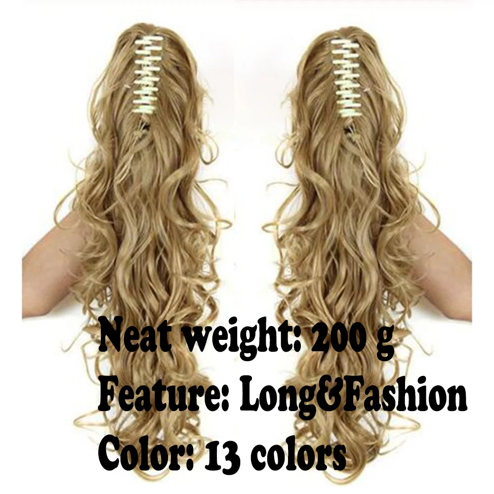 AZQUEEN Synthetic Long Thick Wave Pony Fiber Claw Clip Wavy Ponytail Extensions Clip In Hair Extensions For Women