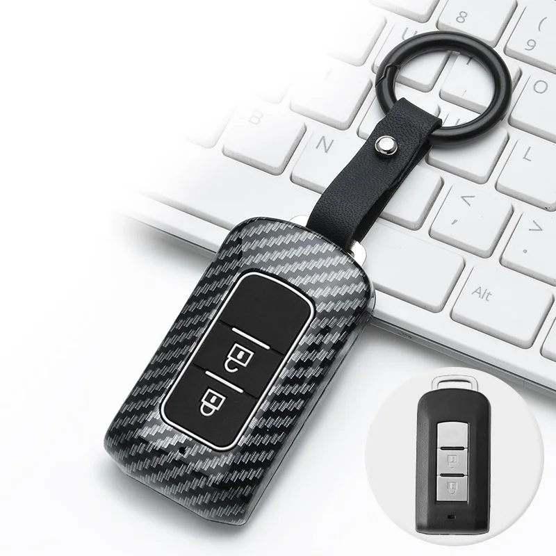 Carbon Fiber ABS New Hot Sale Car Key Case Cover Keychain for Mitsubishi Outlander 2016 Lancer