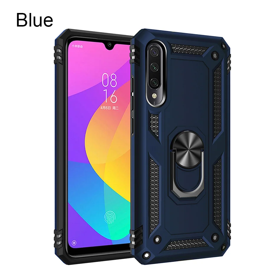 blue Роскошный бронированный металлический чехол для телефона Xiaomi Redmi 7A Note 7 8 K20 Pro для Xiaomi 9T Pro A3 Lite CC9E 9 SE силиконовый бампер чехол - Цвет: blue