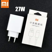 Оригинальное зарядное устройство Xiao mi EU 27 Вт qc4.0 турбо быстрое зарядное устройство адаптер Тип usb c кабель для телефона mi 9 se 9t cc9 redmi note 7 8 K20 pro
