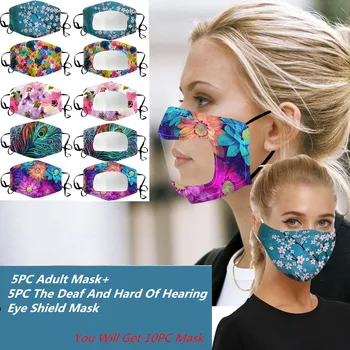 

10PC Mask With Clear Window Visible Expression For Deaf And Hard Of Hearing Face Mask Mouth Mask Costumes Cosplay Accessories