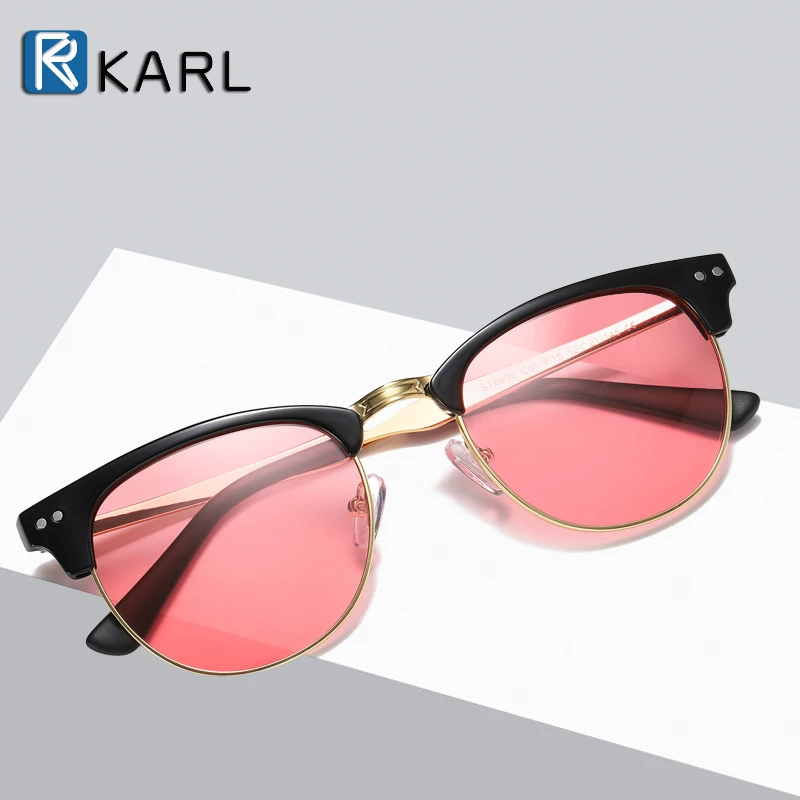 KARL Новые поляризованные солнцезащитные очки женские роскошные брендовые дизайнерские солнцезащитные очки без оправы винтажные очки для вождения синие оттенки для женщин