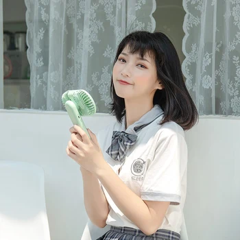 

SANQ Portable Rechargeable Fan Air Cooler Operated Handheld USB Solid Color Hand Portable Desktop Home Office Fan