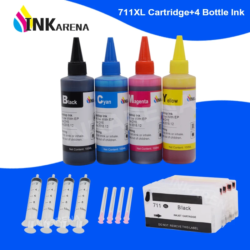 Картридж для принтера INKARENA 711 XL + чернила 400 мл HP 711XL Designjet T120 24 610 T520 36 914 | Компьютеры