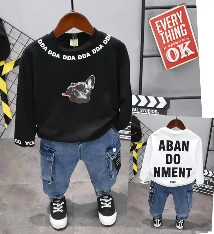 

boys clothes suits children baby boys spring and autumn clothing sets cotton kids outfits boys T-shirts and jeans 2pcs boys set