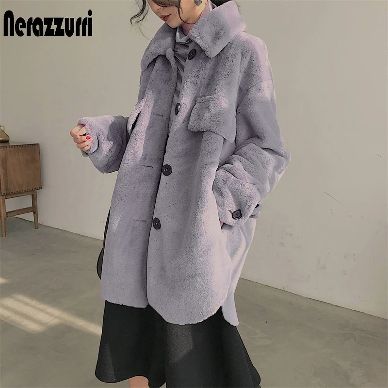 Nerazzurri Oversized warm soft furry faux fur