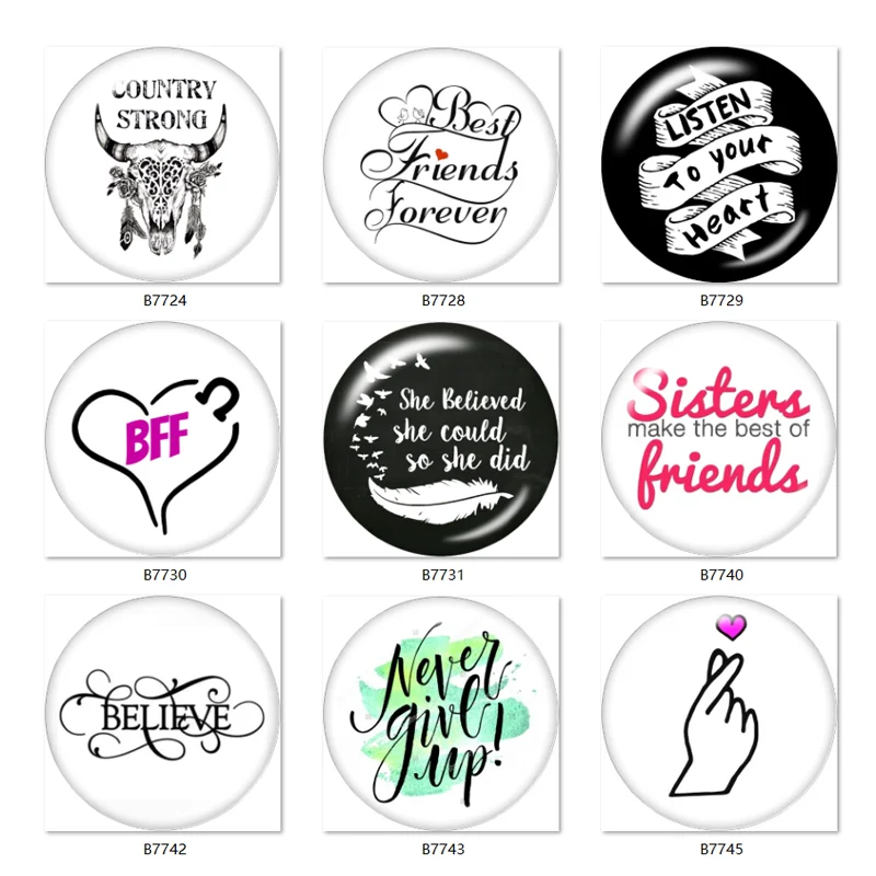 Word BFF STRONG BELIEVE 10 шт. Смешанные Круглые Стеклянные Кабошоны 12 мм/18 мм/20 мм/25 мм