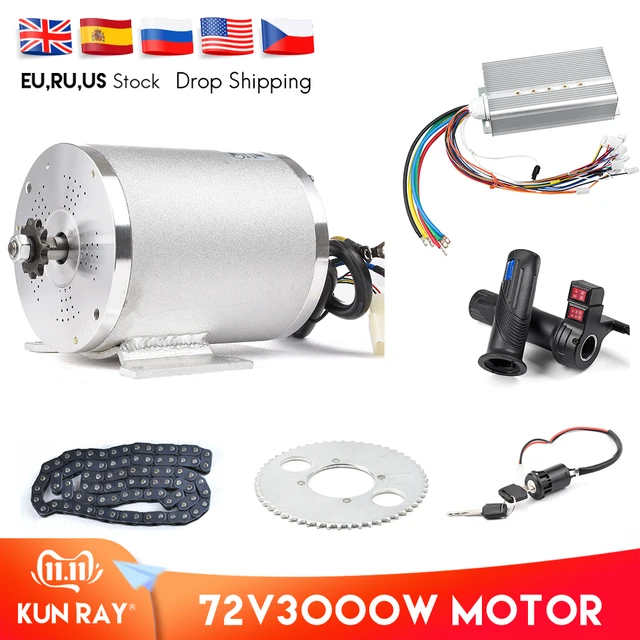 US $216.79 1Set Electric Motor 72V 3000W Brushless Motor Controller 48V - 72V 50A Reverse Twist Throttle Power