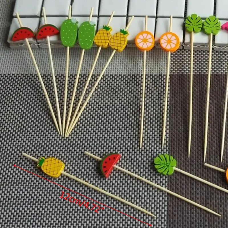 Food toothpicks bamboo sticks food picks 100 Pcs disposable for food fruit cocktail handmade picnic party supplies decoration