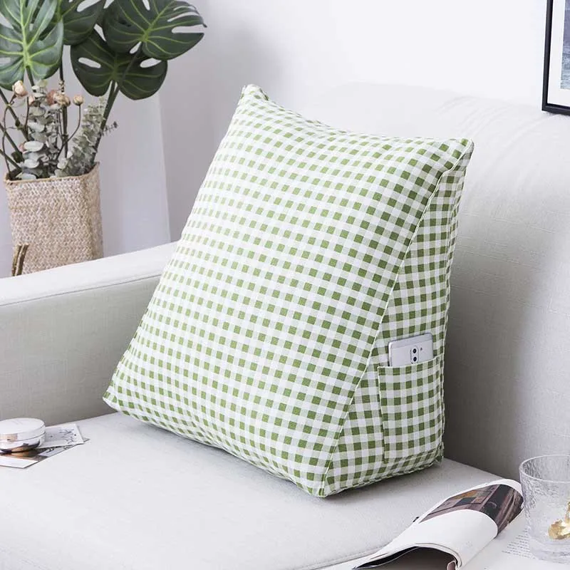 Спинка для чтения, подушка на танкетке, подушка для спины, поясничная Подушка, кровать, офисное кресло, подушка для отдыха, Подушка для спины с боковым карманом - Цвет: green
