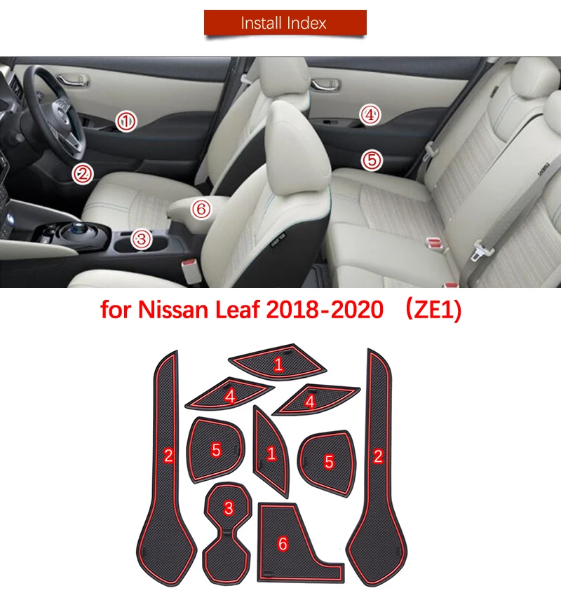 Дверной коврик для Nissan Leaf 2018 2019 2020 ZE1 аксессуары Противоскользящий слот ворот Coaster