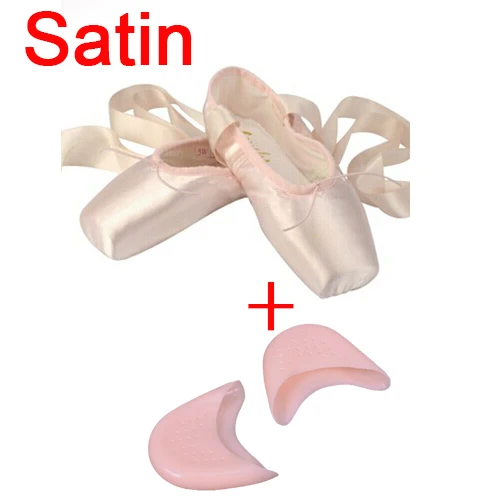 Satin With Gel Pad Профессиональная Sansha балетная танцевальная обувь для женщин, девочек, детей, парусиновая атласная обувь с лентами, силиконовая подошва - Цвет: Satin With Gel Pad