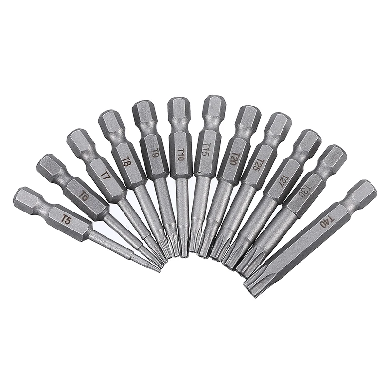 12 шт. 1/4 "Шестигранным хвостовиком Torx Электрический отвертки, биты T5-T40 Магнитная отвертка инструменты для электродрели