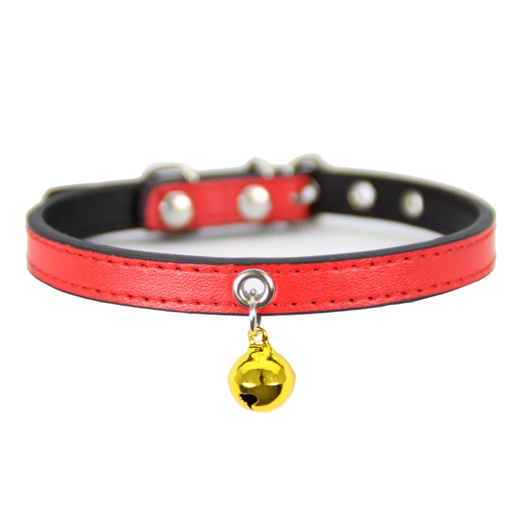 Pet Supplies New Collar PU Black Bottom Cat Dog Necklace with Bell Dogs AccessoiresCollar | Дом и сад