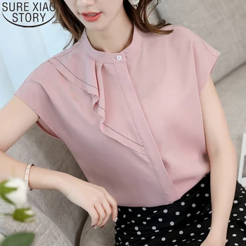 

Plus Size Blouse Fashion 2020 Summer New Korean Chiffon Shirt Womens Tops and Blouses Round Collar Short Sleeve Clothing 8689 50