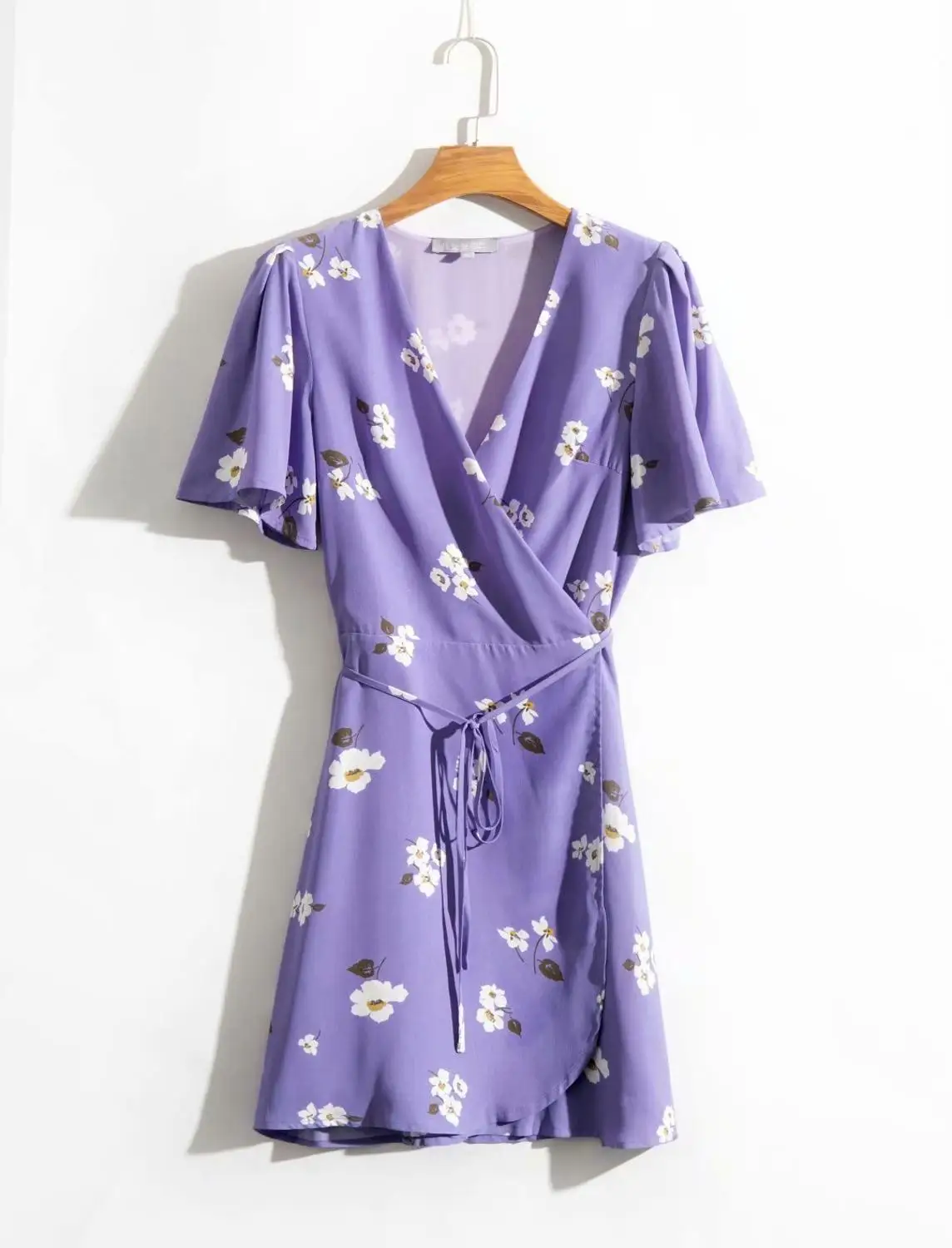 N368 purple 4477 Bazaleas праздничное женское платье с запахом, винтажное Фиолетовое Женское платье с цветочным принтом, Модные Винтажные повседневные платья - Цвет: N368 purple 4477