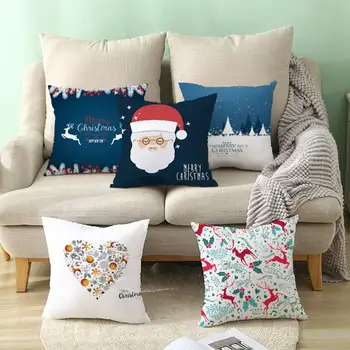 

Happy New Year Merry Christmas Tree Deer Snowflake Pillow Case Cushion Cover Christmas pattern design very beautiful and pretty.