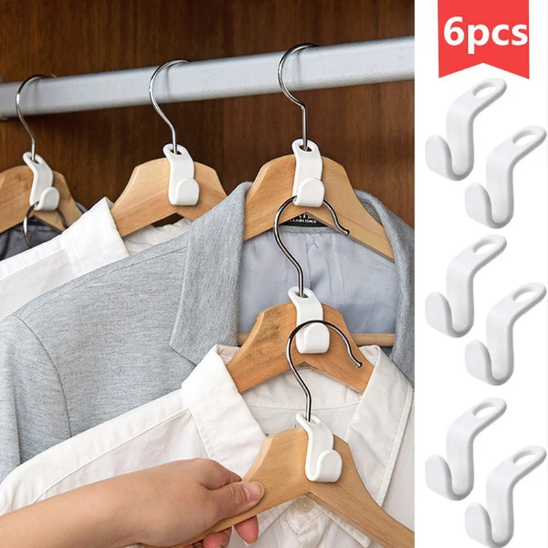 6/ 12pcs Clothes Hanger Hook Folding Storage Clothes Rack Wardrobe