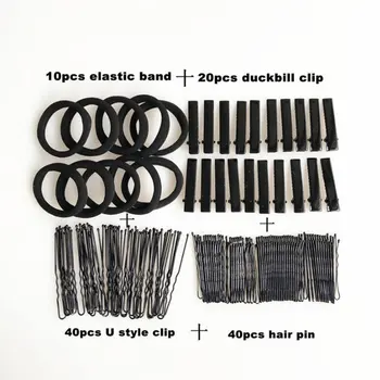 

1 Set Pvc Hair Clip U-Shaped Clip Slotted Clip Duckbill Clip Seamless Rubber Band Hair Clip Set Disk Set