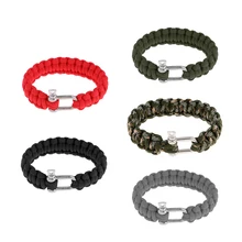 Сверхмощный Паракорд Браслет с стальная Соединительная Скоба Открытый Туризм Кемпинг снаряжение Кемпинг походные инструменты