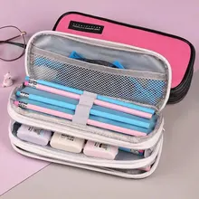 

3 Layer Large Capacity Pencil Bag Case Waterproof Zipper Student Pen Box Make Up Pouch Cosmetic Storage Bag Travel Organizer