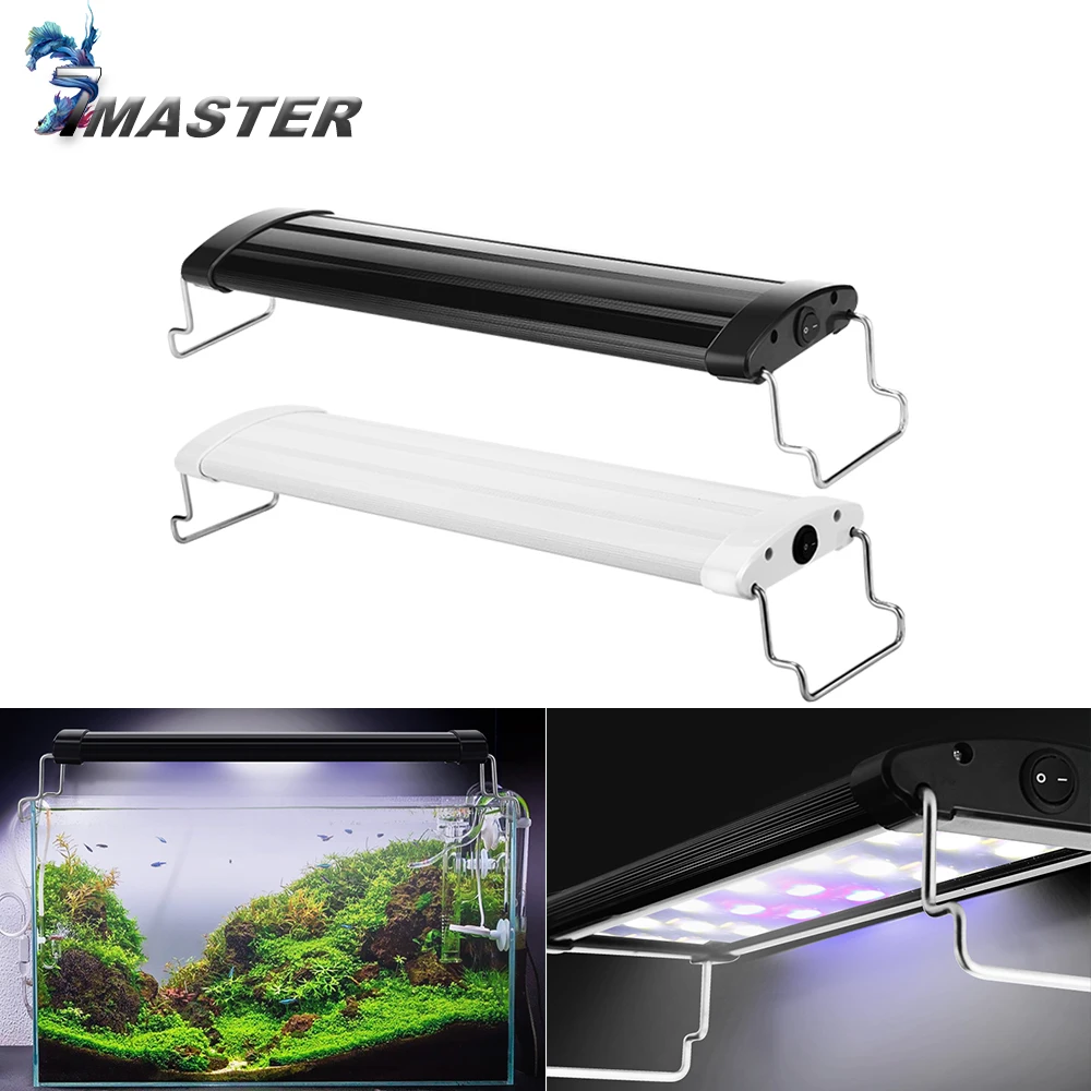 

Aquarium LED Lighting 21-45cm High Quality Fish Tank Light Lamp With Extendable Brackets White And Blue LEDs Fits for Aquarium