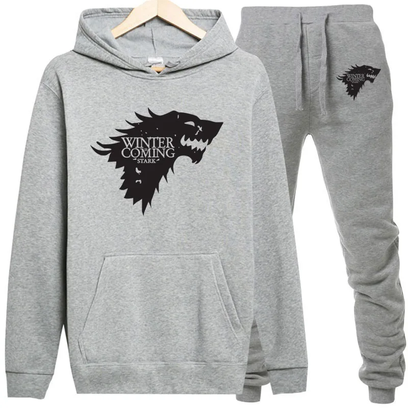 Promotion 2020 new game of Thrones winter comes men hoodies sweatpants warm fleece suit mens pullover brand casual sports series male