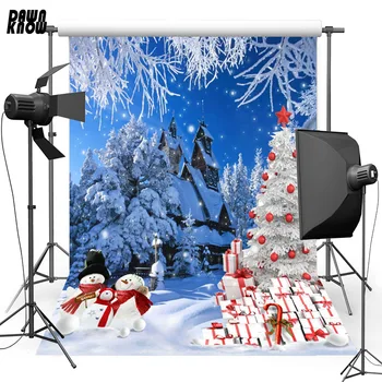 

DAWNKNOW Christmas Tree Vinyl Photography Background For Baby Snowman Photo Shoot Backdrop For Christmas Photo Studio L877