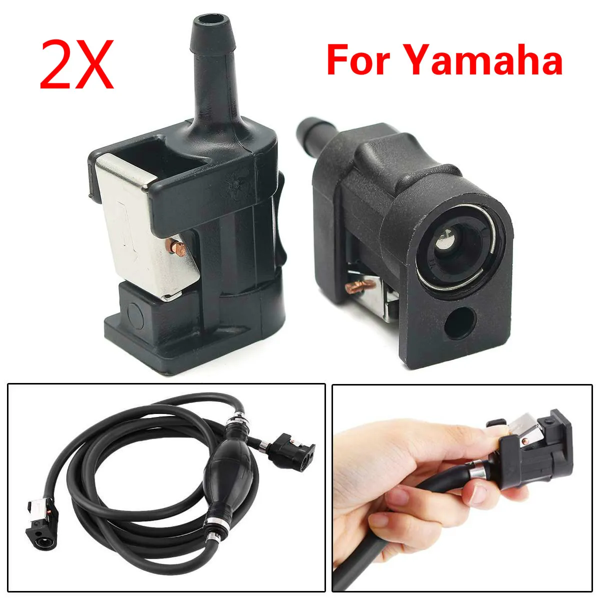 

2Pcs for Yamaha Outboard Motor Engine Fuel Line Tank Connector Black Plastic 6mm Hose Arrow Marked On Body 2.1x3.3x6.1cm