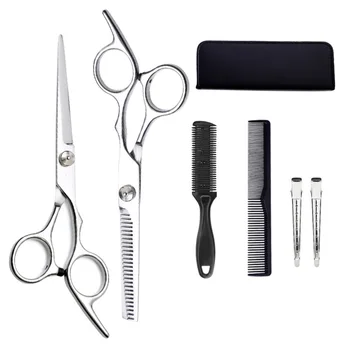

1 Set of 7Pcs Haircut Scissors Hair Cutting Styling Tools Hairdressing Scissors Teeth Straight Thinning Hair Scissors Set (Assor
