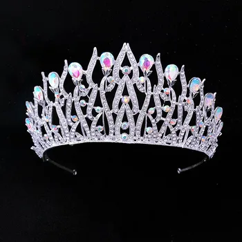 

GETNOIVAS Women Luxury Crystal Rhinestone Crown Gold/Silver Color Tiara Headband Headpeice Bride Wedding Headdress Jewelry SL