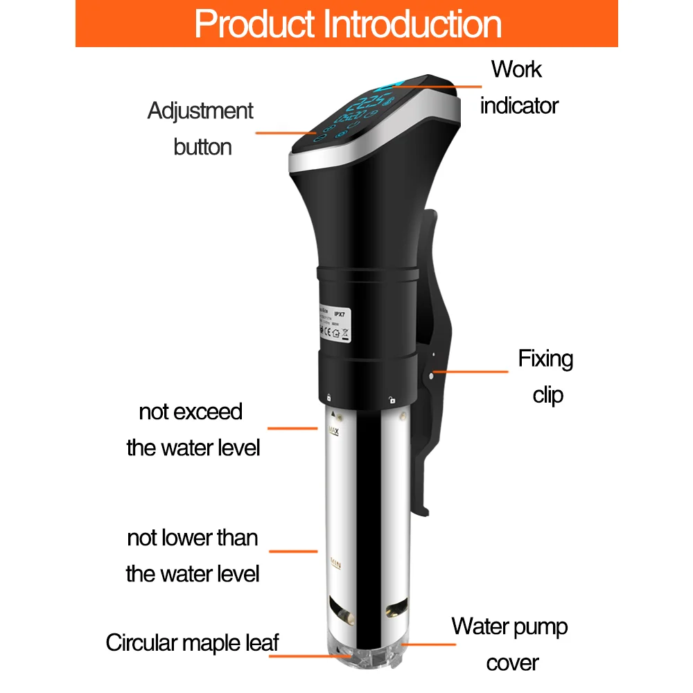 WantJoin Vacuum Slow Sous Vide Food Cooker 1600W LCD Digital Control Timer CE Immersion Circulator Vacuum Slow Cooker Sous Vide