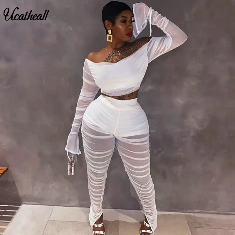 sheer ruffle sleeve top