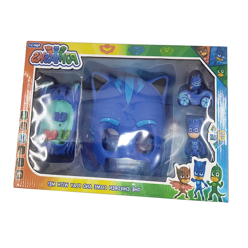 PJ Masks, Маскарадная маска на день рождения, набор игрушек, ПВХ, PJ маска, модель музыкального автомобиля, детские игрушки для детей, рождественские подарки в упаковке S51 - Цвет: BLUE WITH BOX