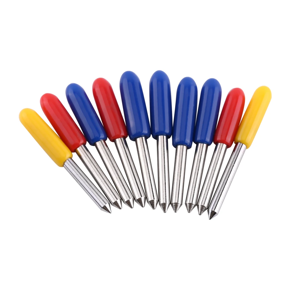 Cutting Knife Carving Tool Milling Cutter Tools 10Pcs Roland Plotter Cutter Knife Cemented Carbide Blade for Vinyl Cricut Cutting 30/45/60 Degree Milling Cutter Carving Tools