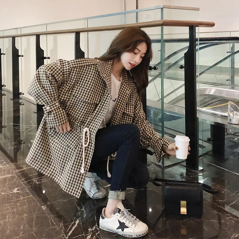 

Hong Kong Style Retro Plaid Cropped Jacket Women's 2019 Autumn New Style Korean-style British-Style Fashion Casual Bell Sleeve T