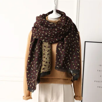 

Winter Scarf for Women Wine red leopard print shawl fashion Warm Cashmere Thicken Long wool Scarves pashmina Blanket scarf