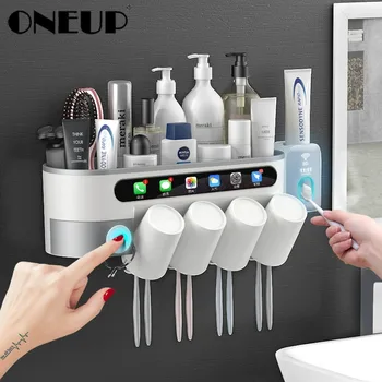 

ONEUP New Toothbrush Holder Toothpaste Device With Cup Wall-Mounted For Toiletries Cosmetic Storage Bathroom Accessories Set