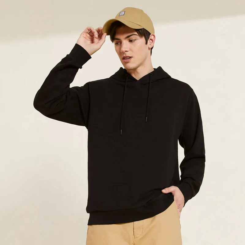  Metersbonwe Autumn And Winter new Multicolor comfort Sweatshirt men Plus Velvet Knit Solid color Ho