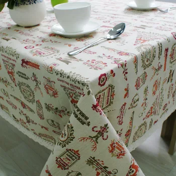 

Christmas Tablecloth Christmas Tree and Deer Linen and Cotton Fresh Pillowcase Table Cloth New Toalha De Mesa Festival Theme