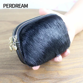 

Europe and the United States New Horsehair Wallet Women Zipper Bag Leather Mini Purse Leopard Soft Leather Coin Purse Card