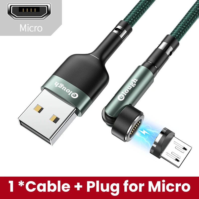 Elough 540 Rotate Magnetic Cable 3A Fast Charging Micro USB Type C Cable For iPhone Xiaomi Magnetic Charger Phone Data USB Cord 8