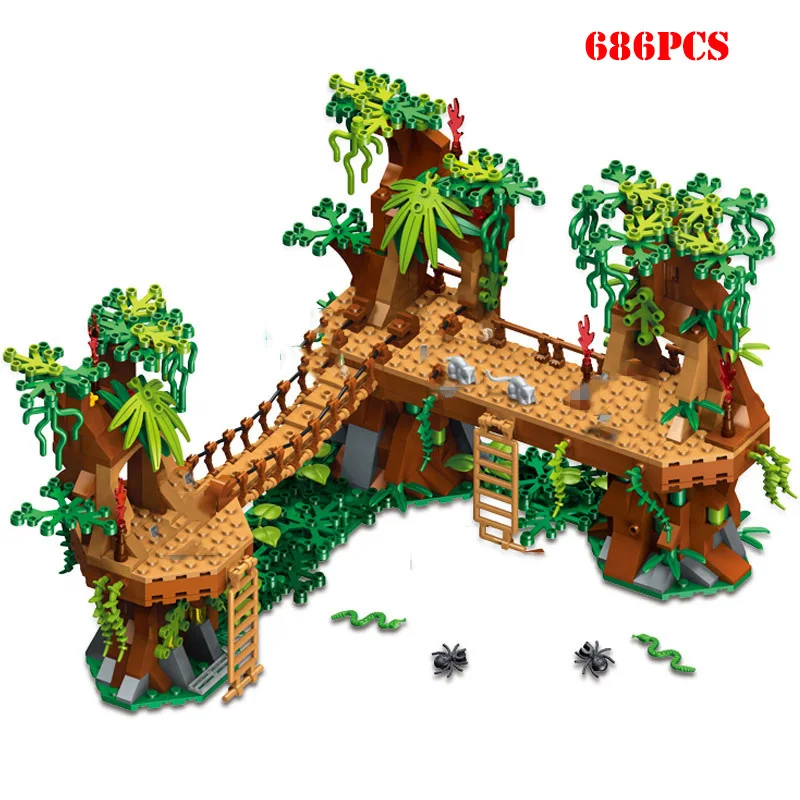 

686pcs my world mysters Village Forest Castle Bridge Model Building Blocks Legoinglys City Toys For Children Gifts